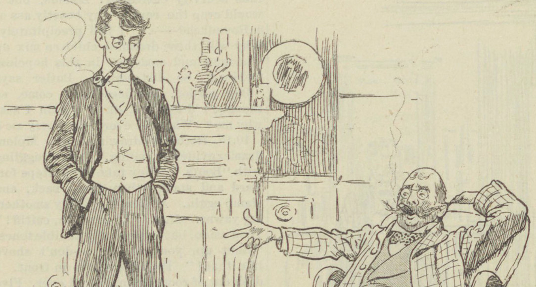 image of drawing of two men in period clothing